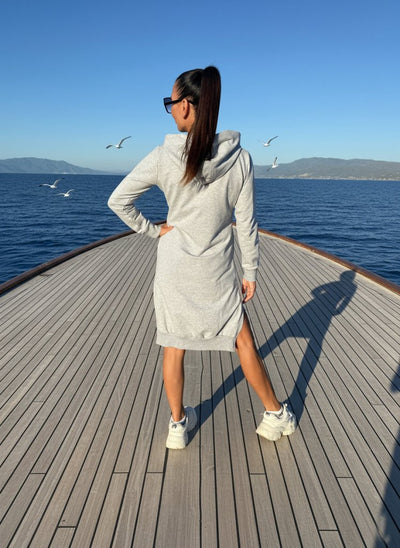 Short Grey Sweatshirt Dress SIMONA - EUG Fashion EugFashion 