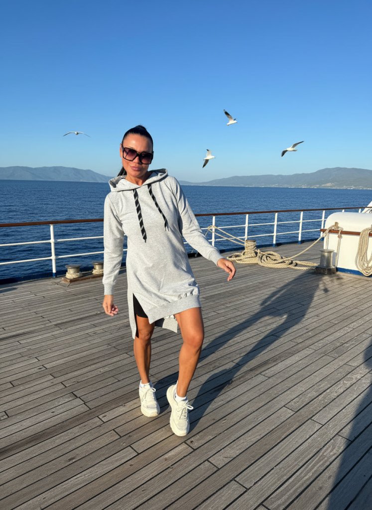 Short Grey Sweatshirt Dress SIMONA - EUG Fashion EugFashion 
