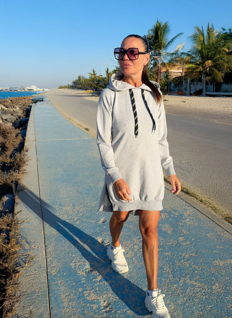Short Grey Sweatshirt Dress SIMONA - EUG Fashion EugFashion 