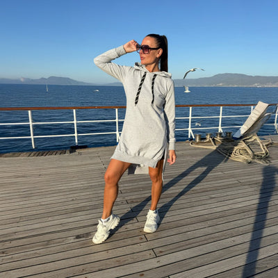 Short Grey Sweatshirt Dress SIMONA - EUG Fashion EugFashion 