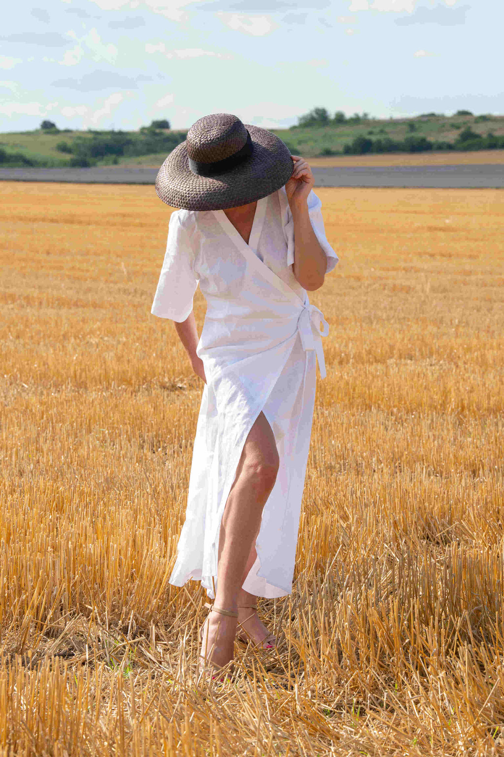 linen wrap summer dress - Eug fashion #white