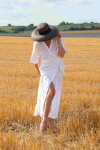 linen wrap summer dress - Eug fashion #white