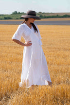 linen wrap summer dress - Eug fashion #white