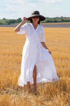 linen wrap summer dress - Eug fashion #white