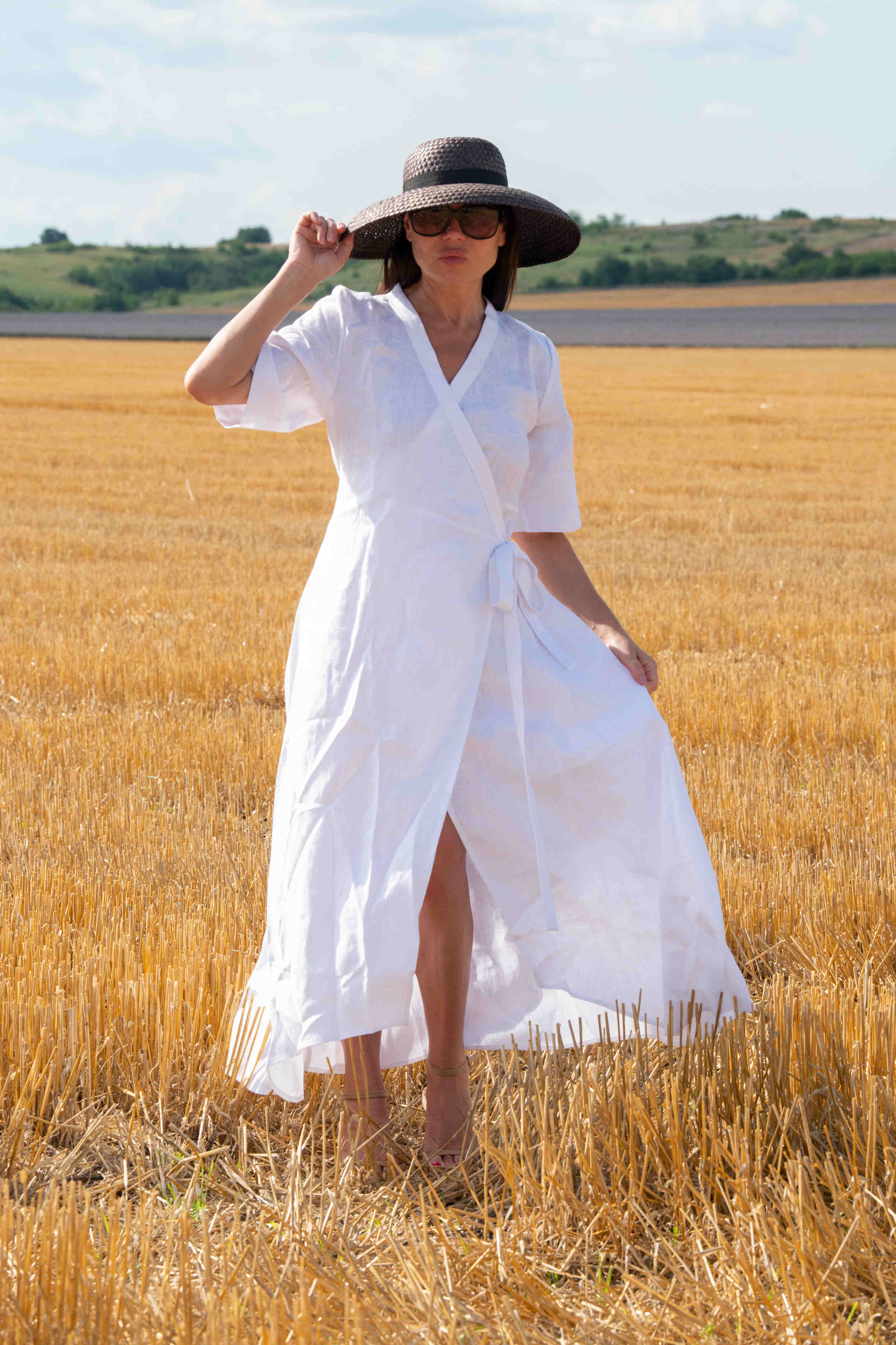 linen wrap summer dress - Eug fashion #white