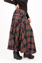 Plaid cotton asymmetric skirt Zefira with suspenders and cargo pockets - EUG Fashion #plaid

