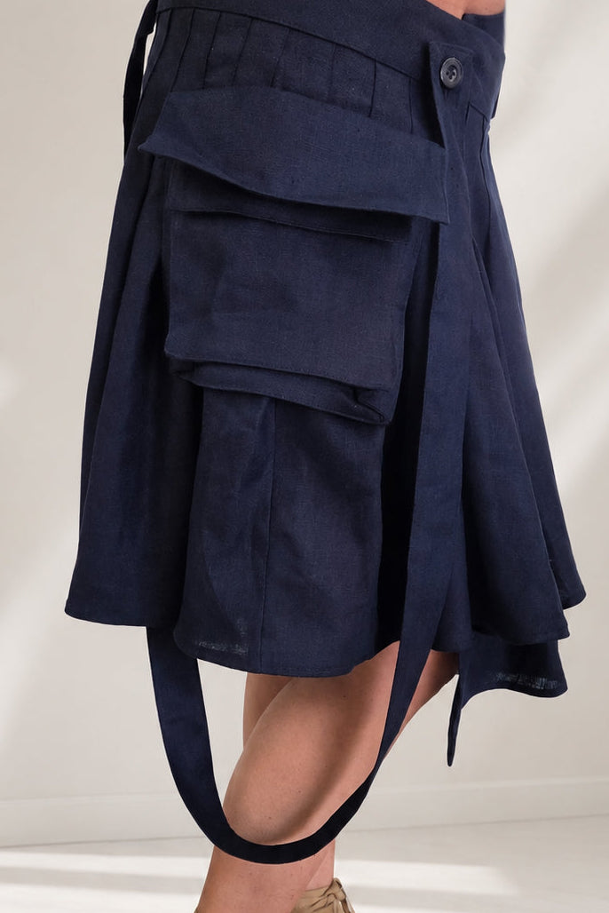 linen-woman-blue-skirt - Eug fashion