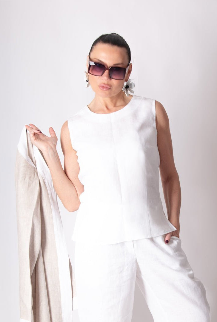 Sleeveless Linen Top GENOA - EUG Fashion