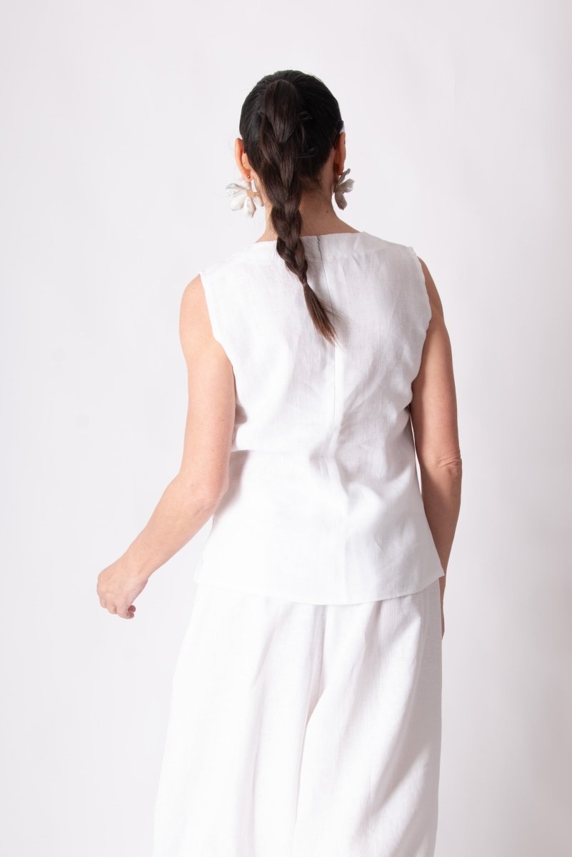 Sleeveless Linen Top GENOA - EUG Fashion
