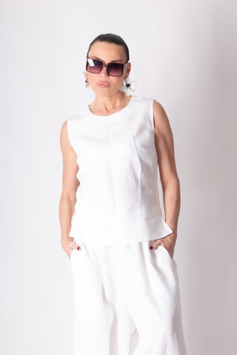 Sleeveless Linen Top GENOA - EUG Fashion