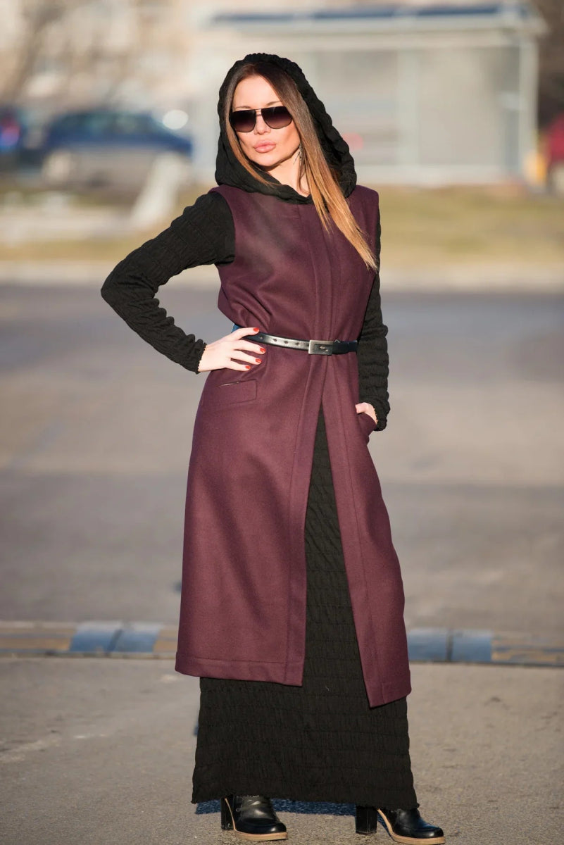 Sleeveless Wool Long Vest IRENE - EUG Fashion