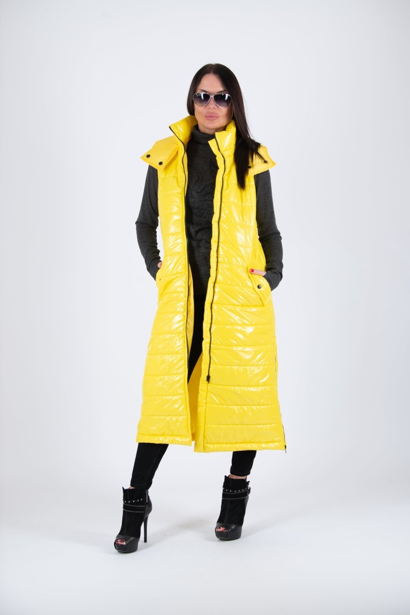 Sleeveless Yellow Puffer Jacket OXANA SALE - EUG Fashion