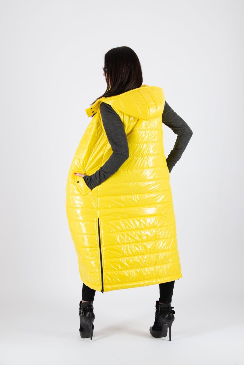 Sleeveless Yellow Puffer Jacket OXANA SALE - EUG Fashion
