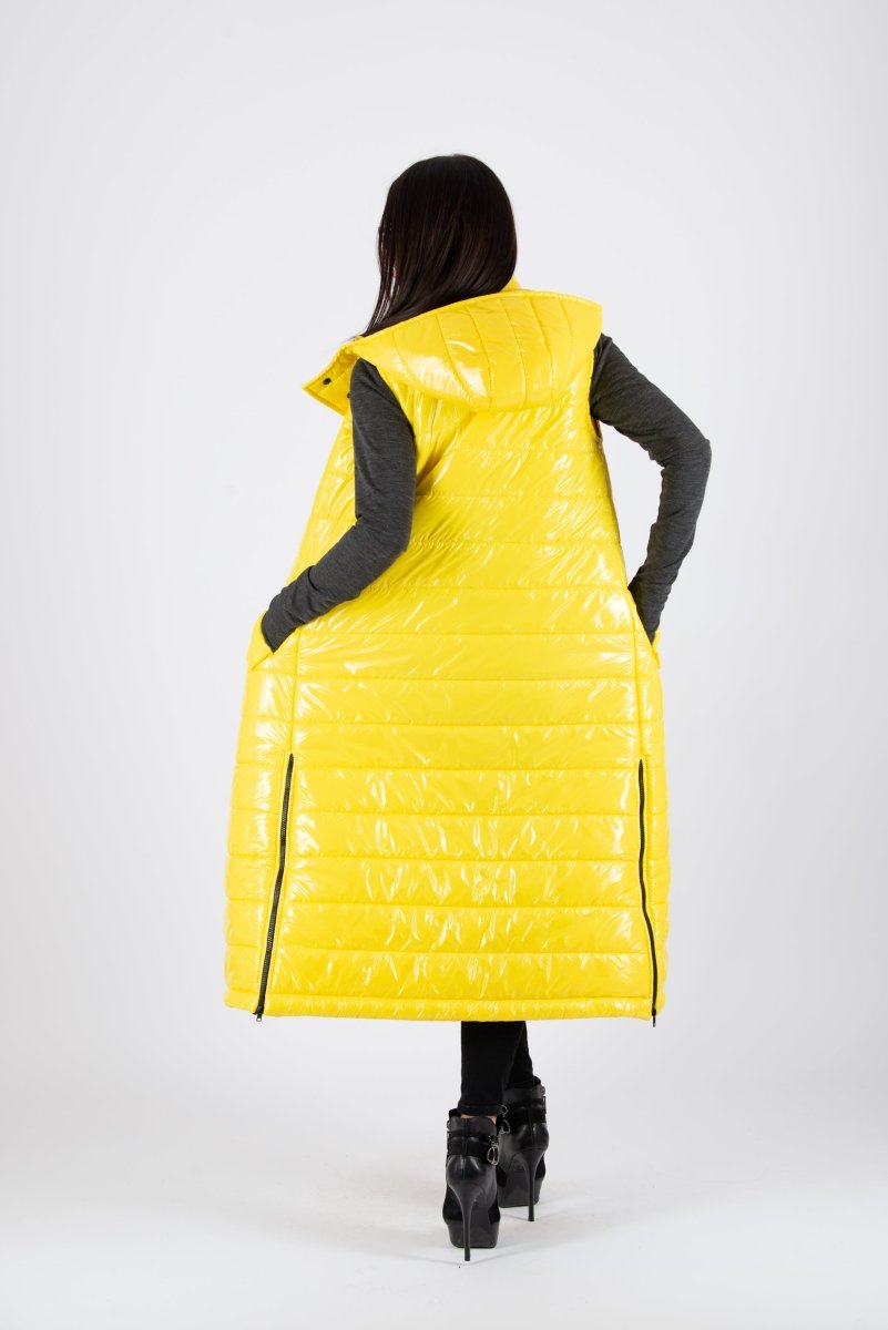 Sleeveless Yellow Puffer Jacket OXANA SALE - EUG Fashion