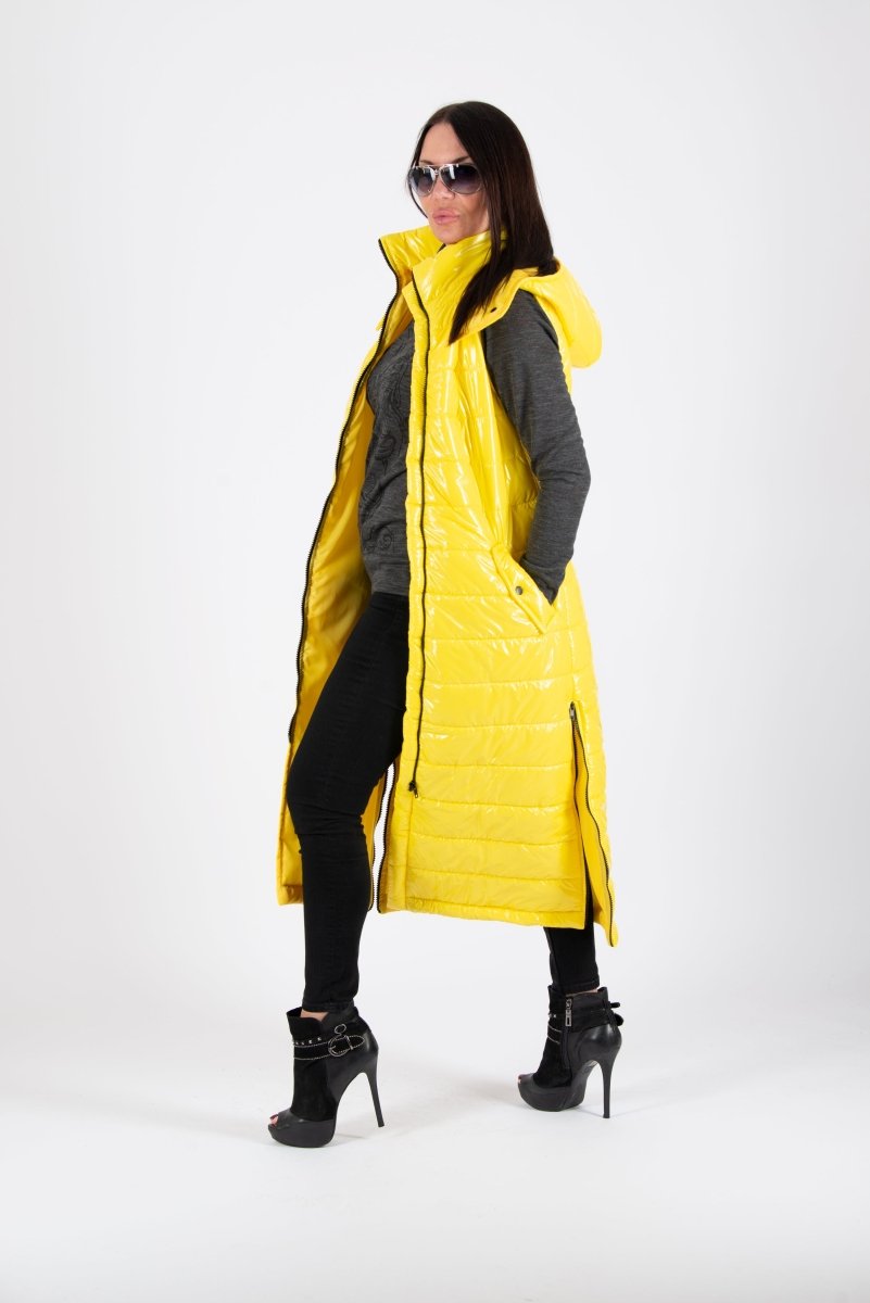 Sleeveless Yellow Puffer Jacket OXANA SALE - EUG Fashion