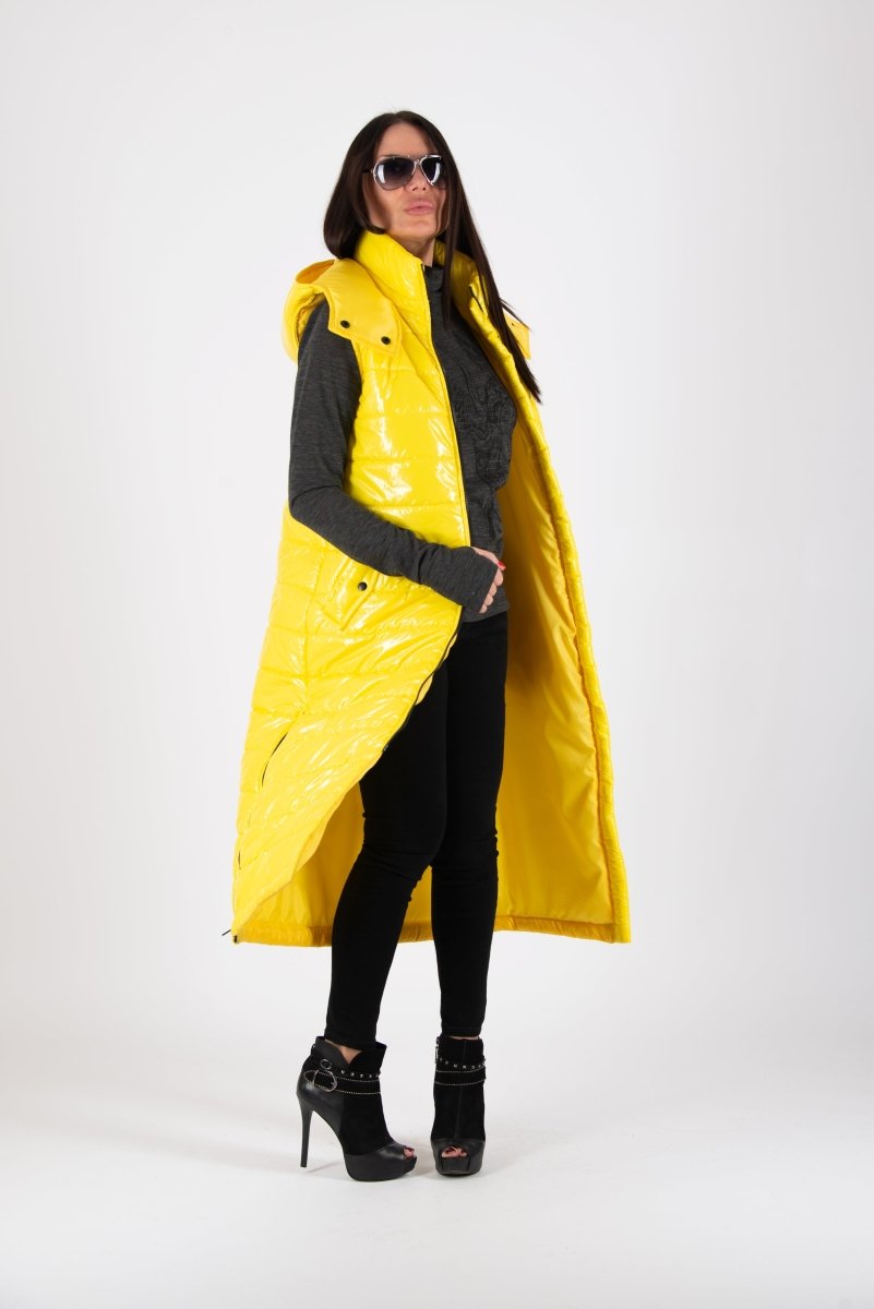 Sleeveless Yellow Puffer Jacket OXANA SALE - EUG Fashion