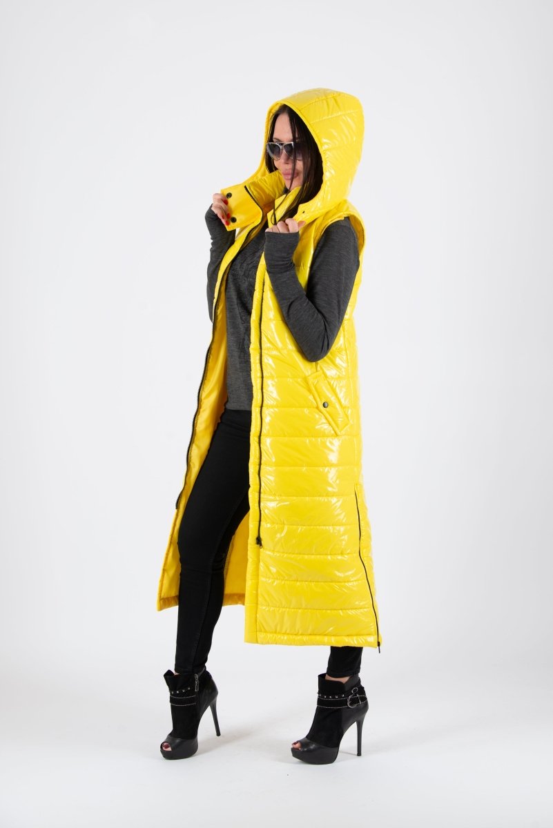 Sleeveless Yellow Puffer Jacket OXANA SALE - EUG Fashion