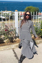Stripe Flounces Dress DOA - EUG Fashion