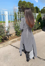 Stripe Flounces Dress DOA - EUG Fashion