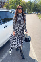 Stripe Flounces Dress DOA - EUG Fashion