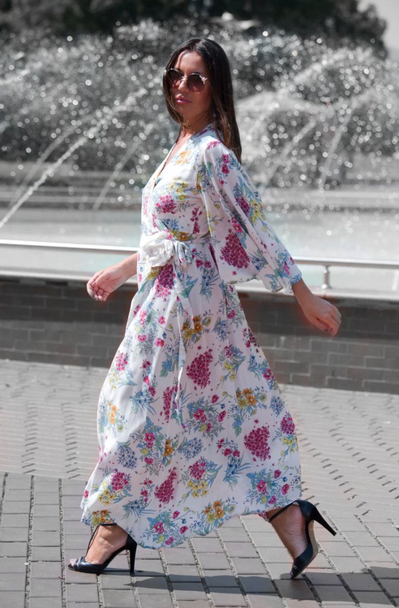 Summer Floral Wrap Dress ASTRID - EUG Fashion