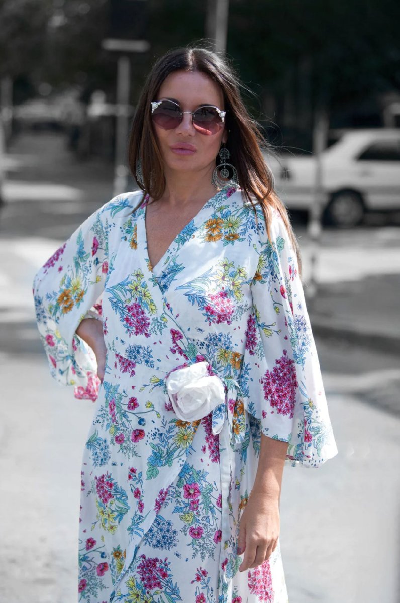 Summer Floral Wrap Dress ASTRID - EUG Fashion