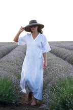 Summer Linen Wrap Dress VERONA - EUG Fashion