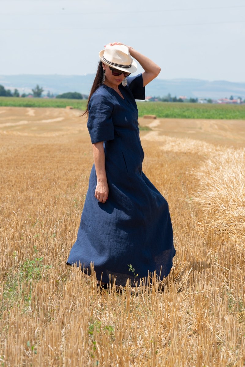 Summer Linen Wrap Dress VERONA - EUG Fashion