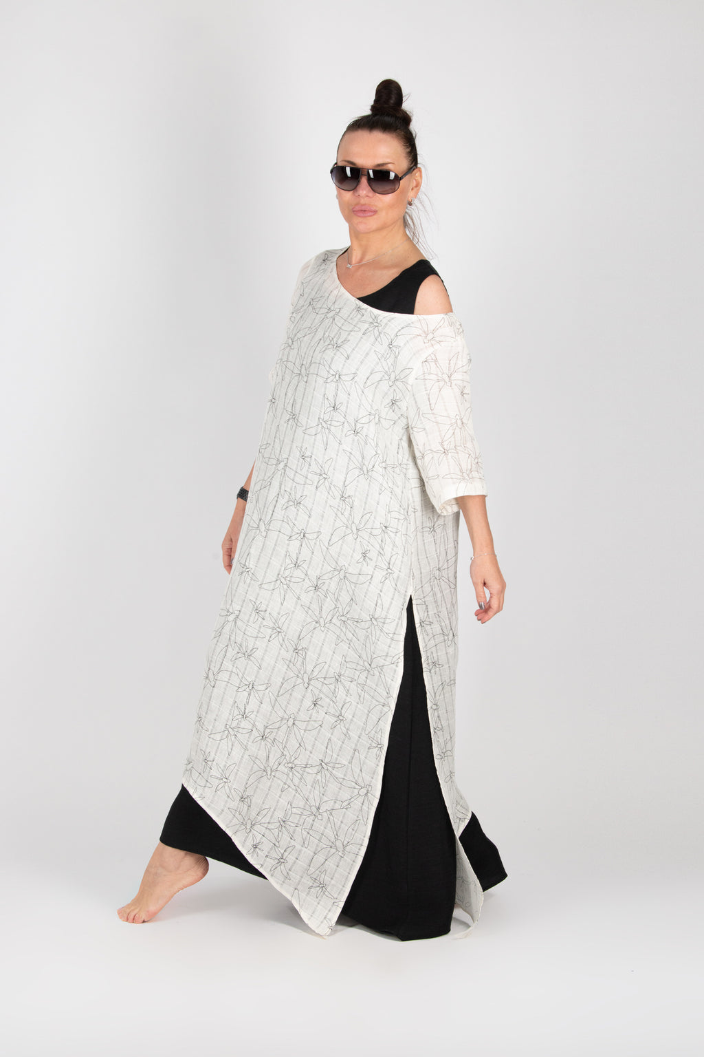 linen long dress #off-white