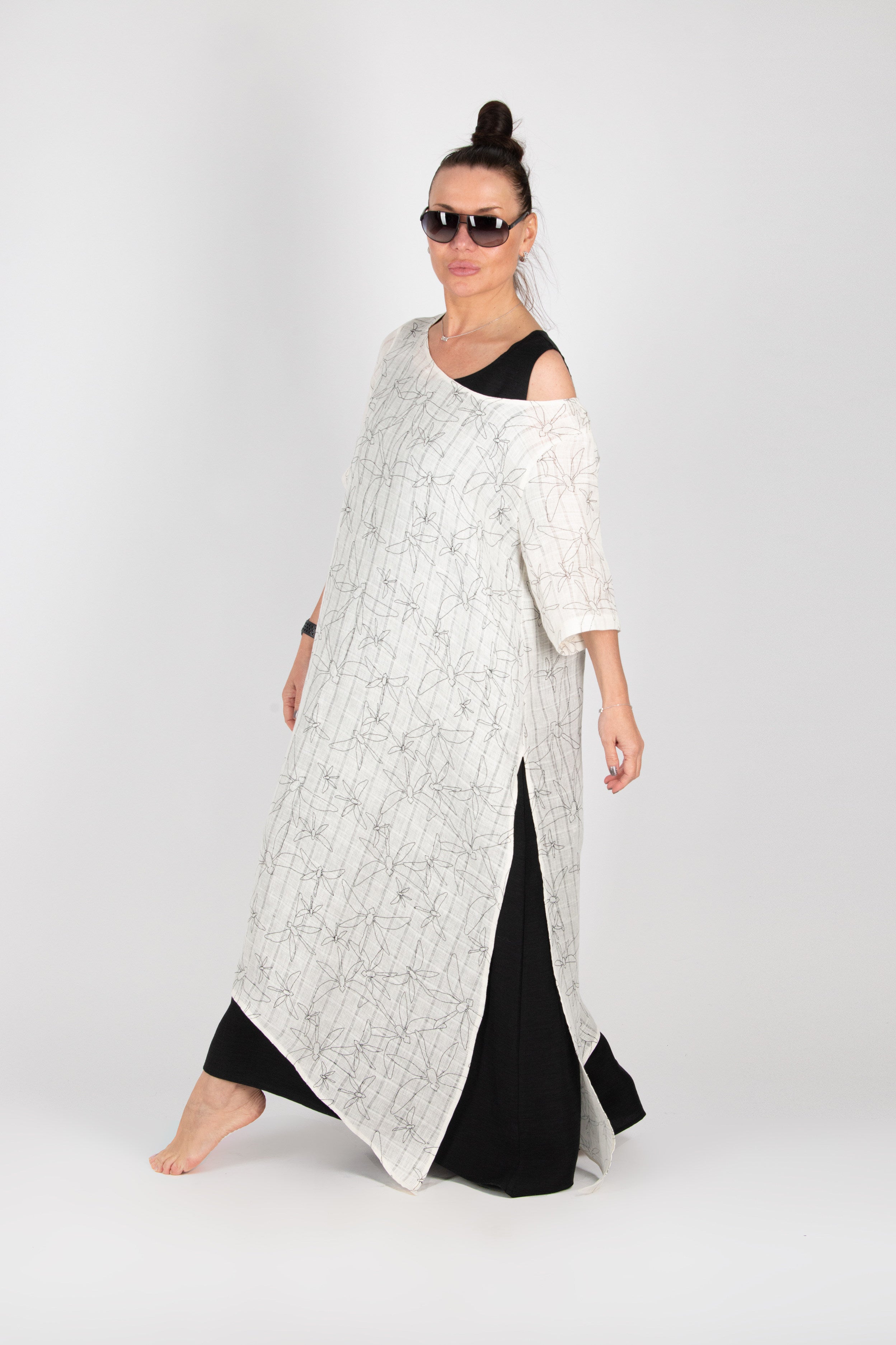 linen long dress #off-white