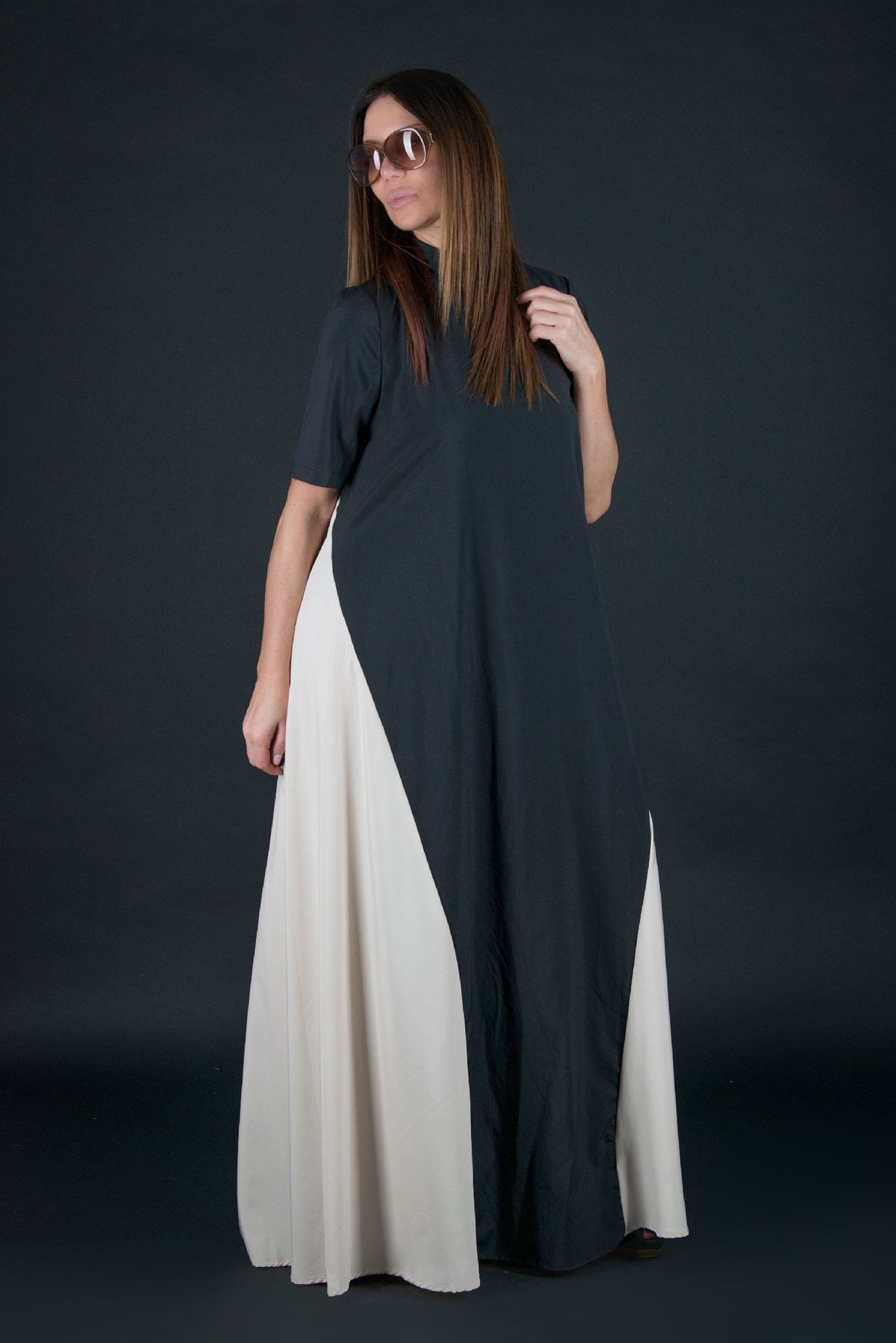 cotton a line maxi dress Pink Cotton Flax A-Line Front Slit Maxi Dress 30" / Custom Height (Free)