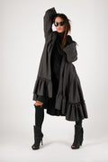 Dark grey cashmere wool shirt dress Tatiana - EUG Fashion
