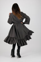 Dark grey cashmere wool shirt dress Tatiana - EUG Fashion
