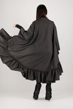 Dark grey cashmere wool shirt dress Tatiana - EUG Fashion
