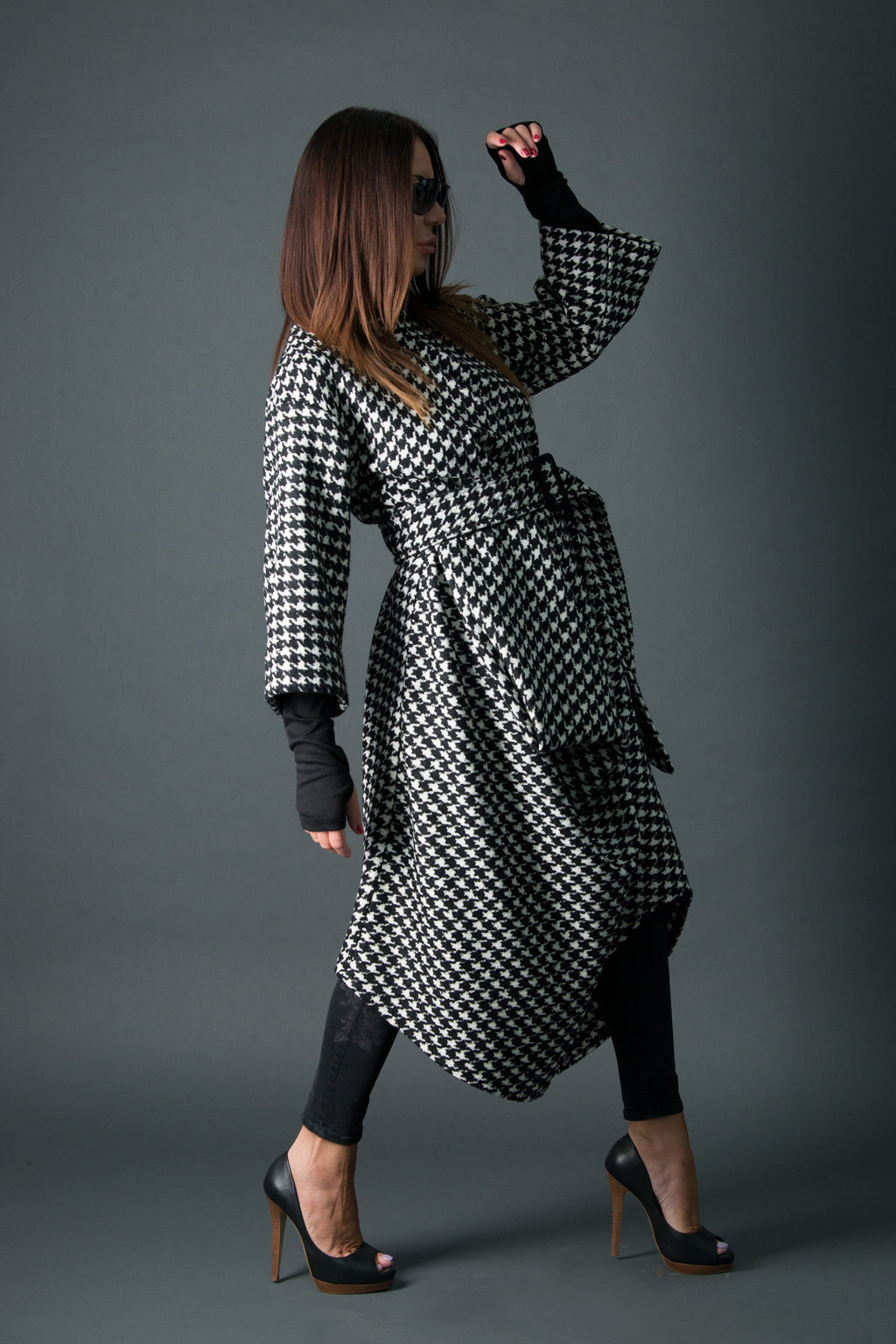 Houndstooth poncho dress Tracy - EUG Fashion