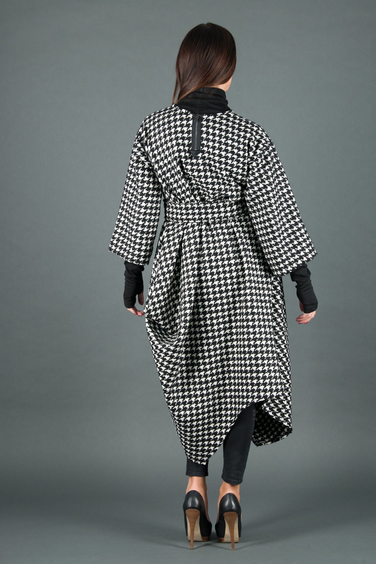Houndstooth poncho dress Tracy - EUG Fashion