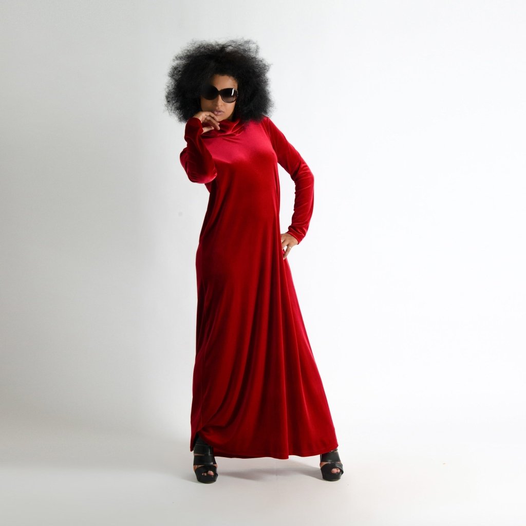 Turtleneck long Velvet Dress Vivian - EUG Fashion