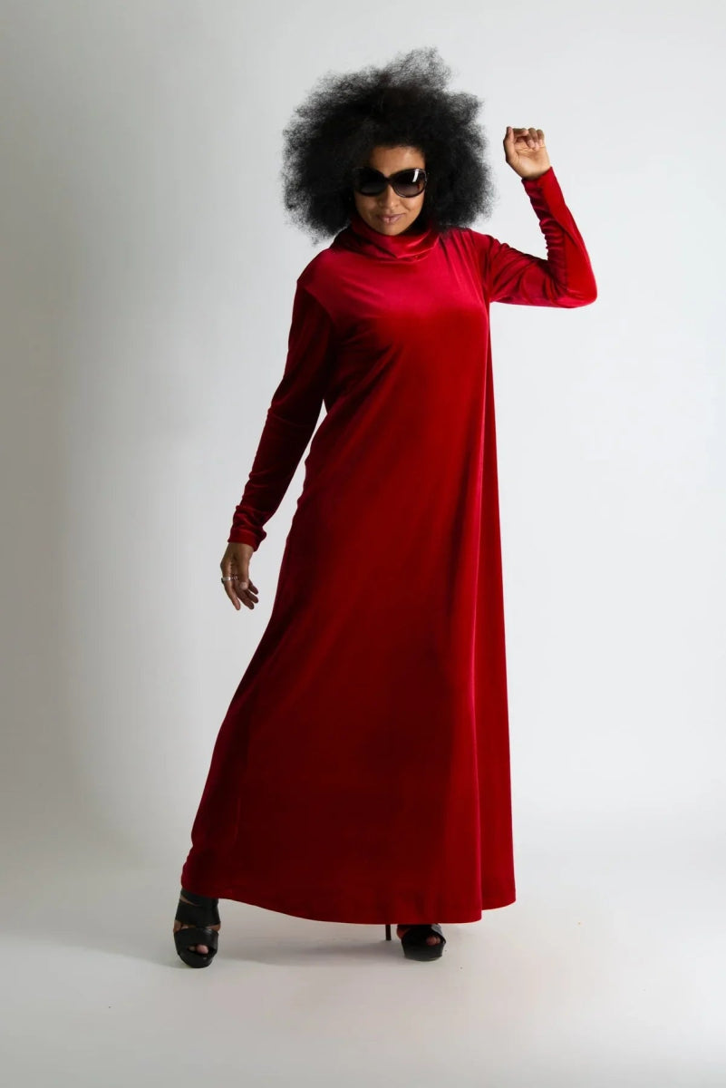 Turtleneck Velvet Dress Vivian - EUG Fashion