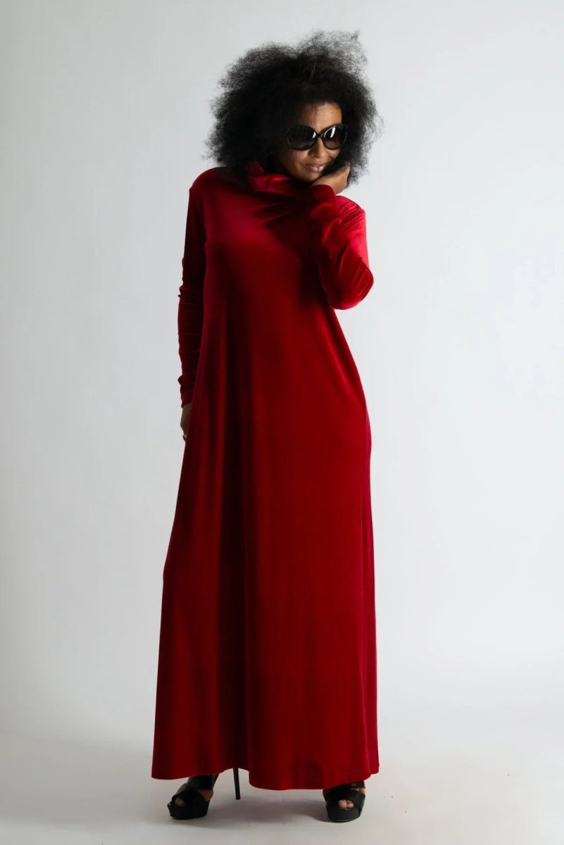 Turtleneck Velvet Dress Vivian - EUG Fashion