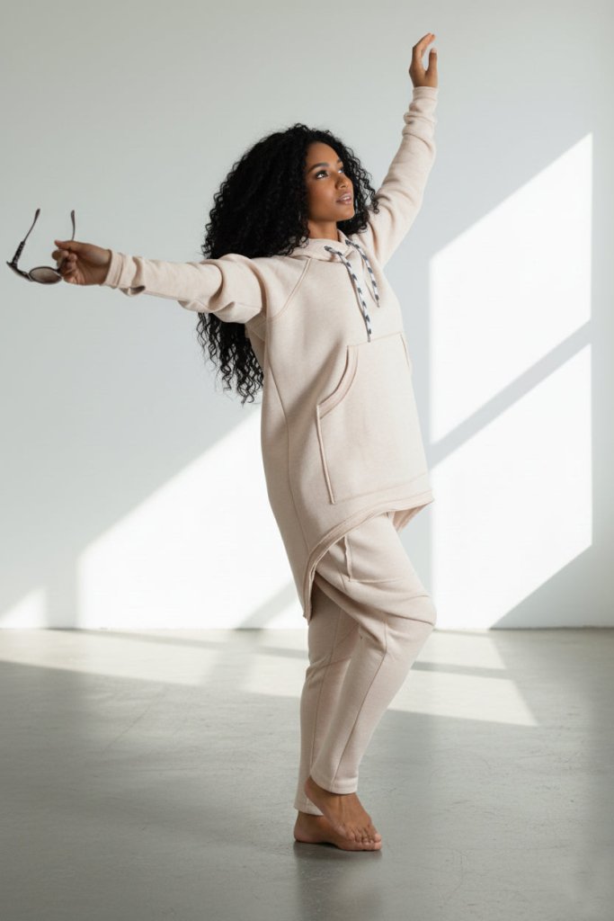 Two pieces Beige Hooded Tracksuit MEGAN - EUG Fashion EugFashion 