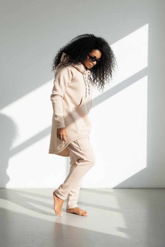 Two pieces Beige Hooded Tracksuit MEGAN - EUG Fashion EugFashion 