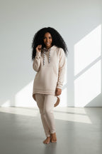 Two pieces Beige Hooded Tracksuit MEGAN - EUG Fashion