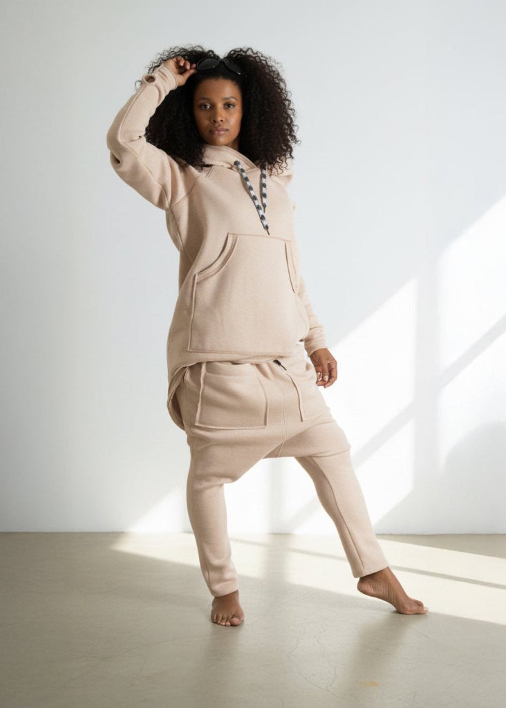Two pieces Beige Hooded Tracksuit MEGAN - EUG Fashion