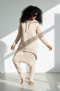 Two pieces Beige Hooded Tracksuit MEGAN - EUG Fashion