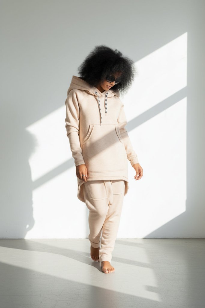 Two pieces Beige Hooded Tracksuit MEGAN - EUG Fashion