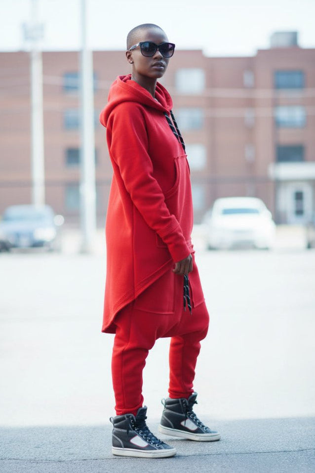 Two pieces Red Hooded Tracksuit MEGAN - EUG Fashion