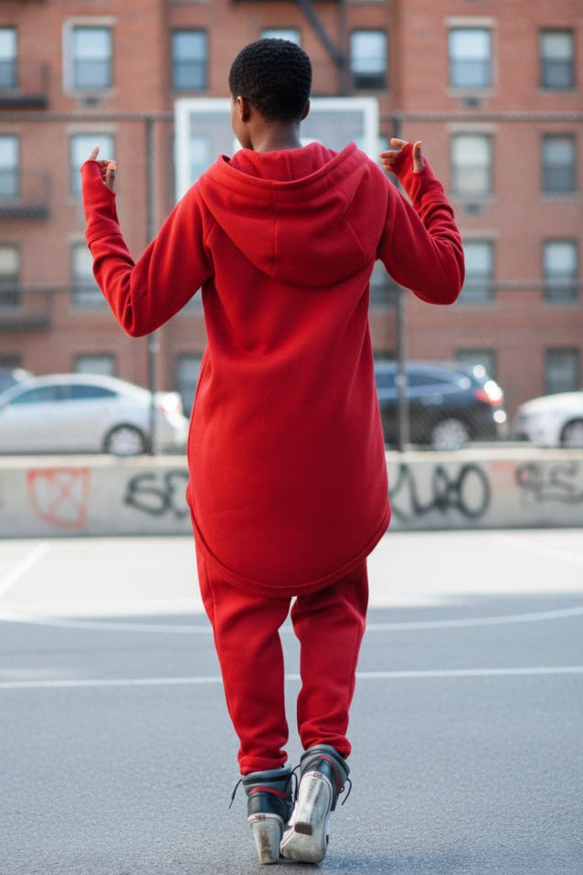 Two pieces Red Hooded Tracksuit MEGAN - EUG Fashion