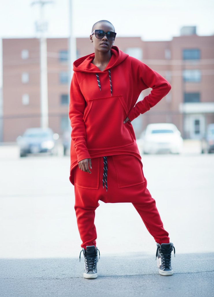 Two pieces Red Hooded Tracksuit MEGAN - EUG Fashion EugFashion 