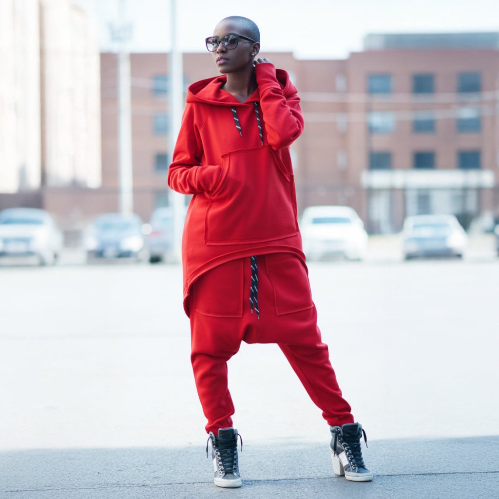 Two pieces Red Hooded Tracksuit MEGAN - EUG Fashion EugFashion 