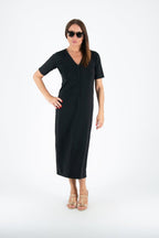 V Neck Jersey Dress KRISTA - EUG Fashion